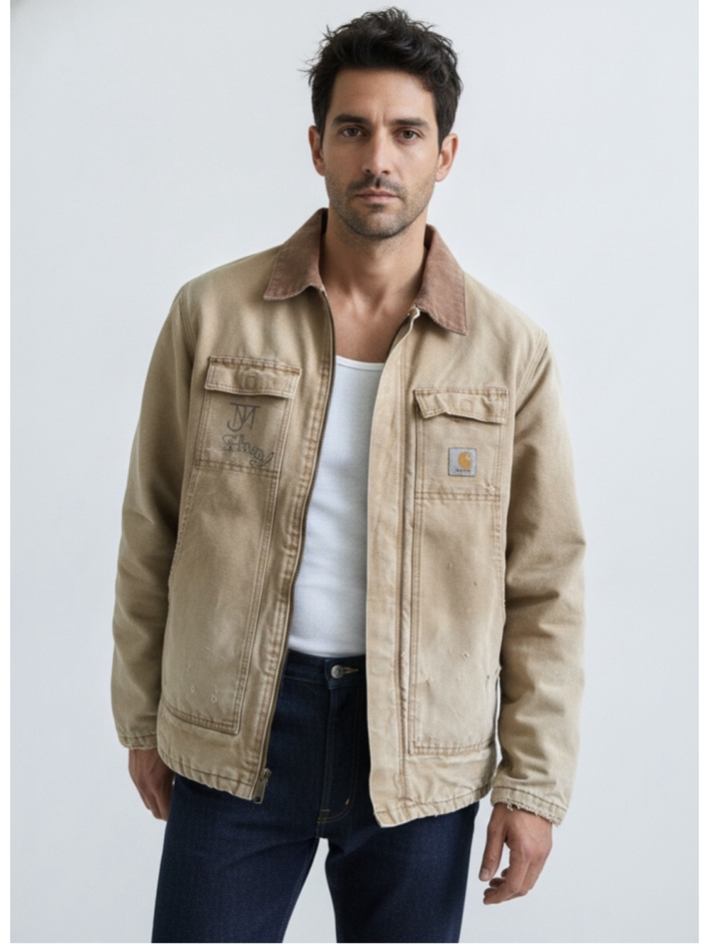 Carhartt Distressed Duck Work Jacket Blanket Lined Large Thrashed
